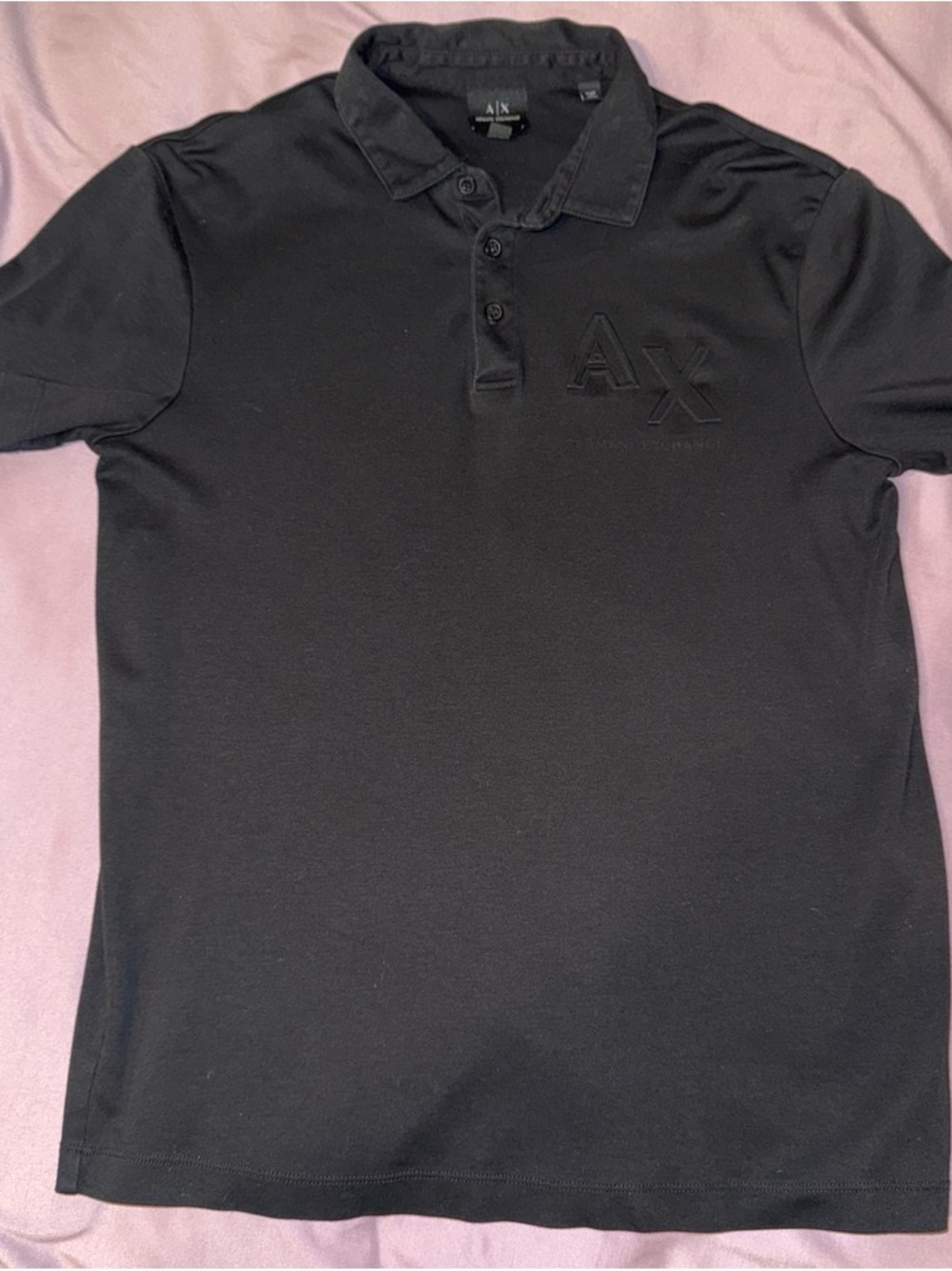 Armani Exchange Black Embroidered AX Polo